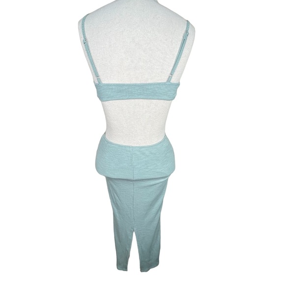 Anthropology Miou Muse Rib-Knit Body-Con Cut-Out Heather Green Maxi Dress XS NWT - Picture 4 of 11